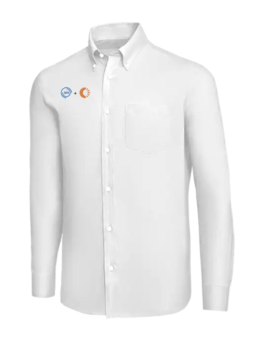 Brooks Brothers White Wrinkle-Free Stretch Nailhead Shirt w/365 Cantaloupe Logo