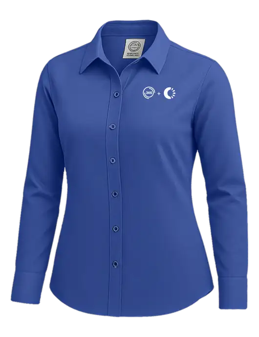 Brooks Brothers Womens Royal Blue Wrinkle-Free Stretch Nailhead Shirt w/365 Cantaloupe Logo