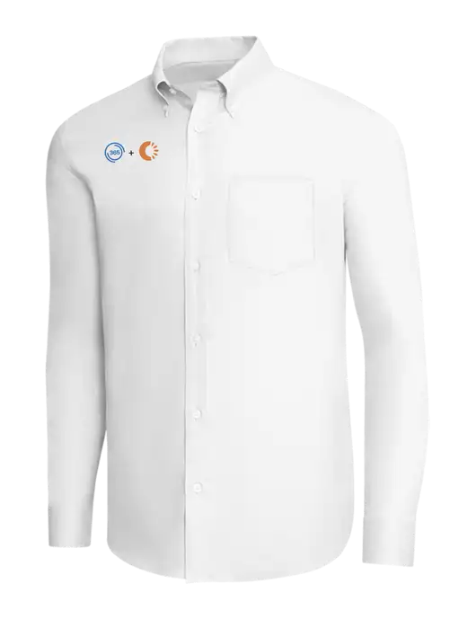 Brooks Brothers White Wrinkle-Free Stretch Pinpoint Shirt w/365 Cantaloupe Logo