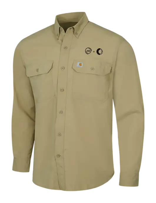 Carhartt Force Dark Tan Solid Long Sleeve Shirt w/365 Cantaloupe Logo