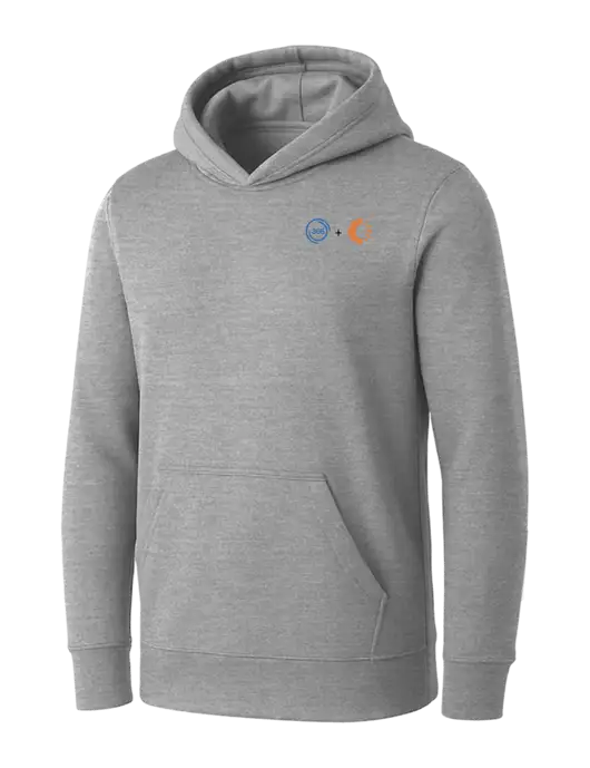 Womens Light Grey Heather Core Fleece Pullover Hooded Sweatshirt w/365 Cantaloupe Logo