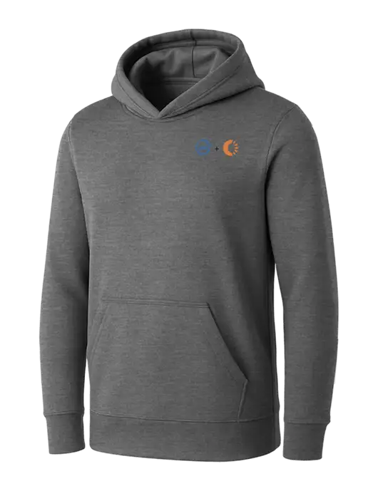 Womens Medium Grey Heather Core Fleece Pullover Hooded Sweatshirt w/365 Cantaloupe Logo