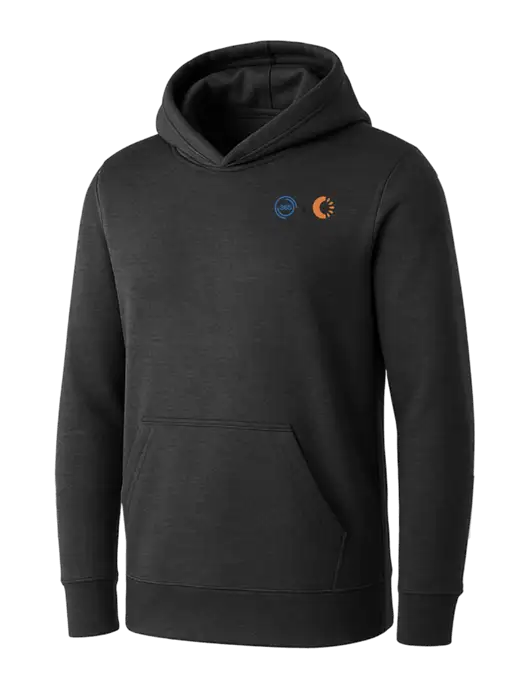 Womens Dark Grey Heather Core Fleece Pullover Hooded Sweatshirt w/365 Cantaloupe Logo