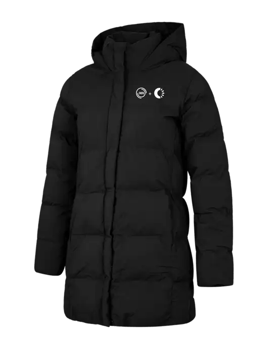 Mercer+Mettle Womens Deep Black Puffy Parka  w/365 Cantaloupe Logo
