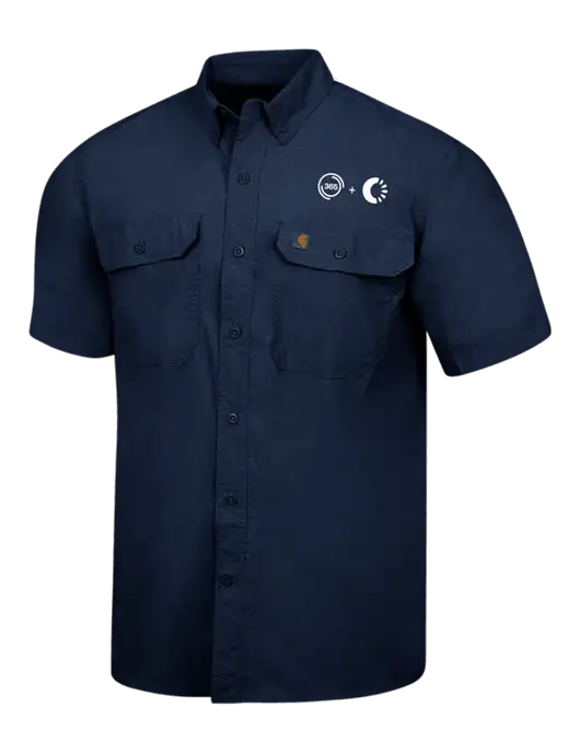 Carhartt Force Navy Solid Short Sleeve Shirt w/365 Cantaloupe Logo