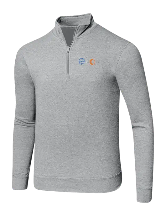 Light Heather Grey 8.5 oz Ring Spun 1/4 Zip Pullover Sweatshirt w/365 Cantaloupe Logo