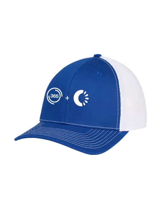 Richardson Adjustable Snapback Original 112 Trucker Cap Royal w/White Mesh w/365 Cantaloupe Logo