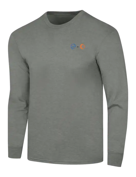 Simply Soft Long Sleeve Heathered Charcoal 4.5 oz, Poly/Combed Ring Spun Cotton T-Shirt w/365 Cantaloupe Logo