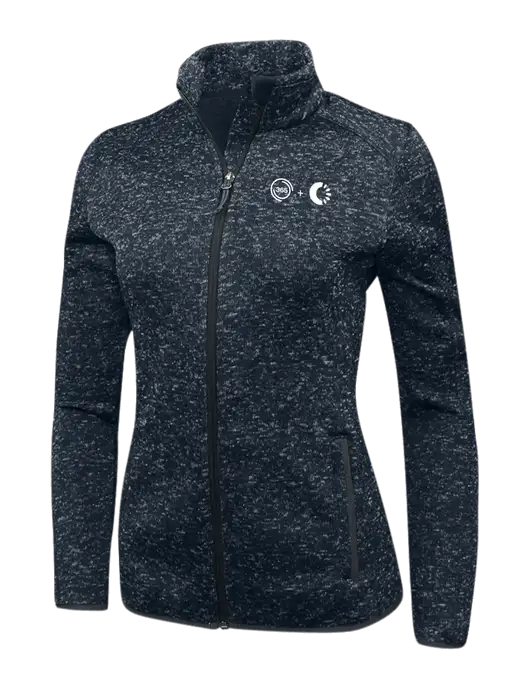 Navy Heather Womens Sweater Fleece Jacket w/365 Cantaloupe Logo