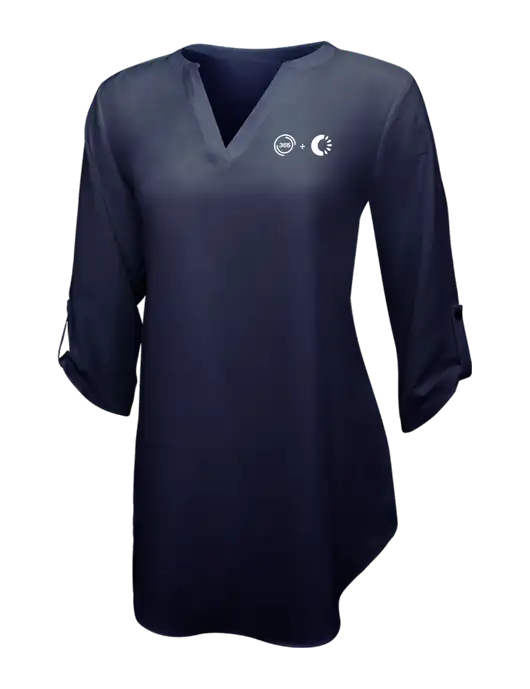Navy Womens 3/4 Sleeve Tunic Blouse w/365 Cantaloupe Logo