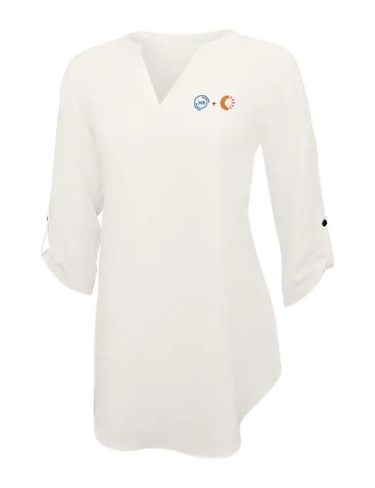 Ivory Womens 3/4 Sleeve Tunic Blouse w/365 Cantaloupe Logo