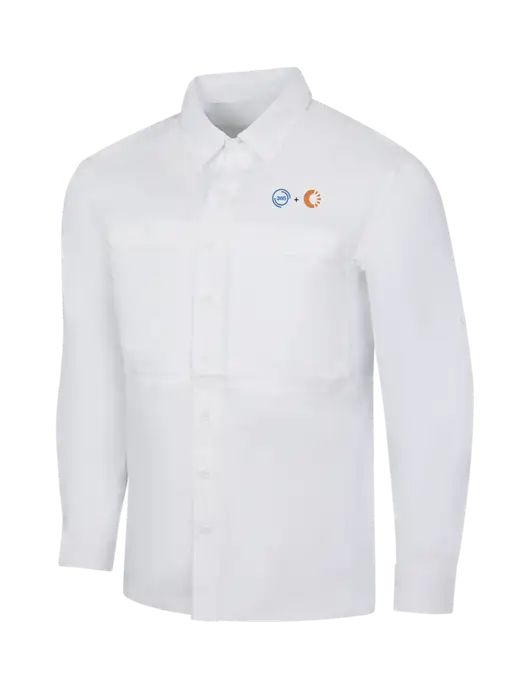 White Long Sleeve UV Daybreak Shirt w/365 Cantaloupe Logo