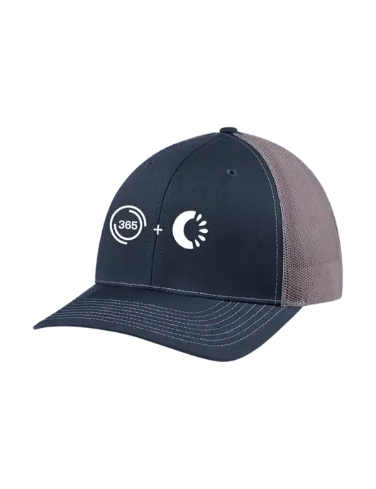 Richardson Adjustable Snapback Original 112 Trucker Cap Navy w/Charcoal Mesh w/365 Cantaloupe Logo