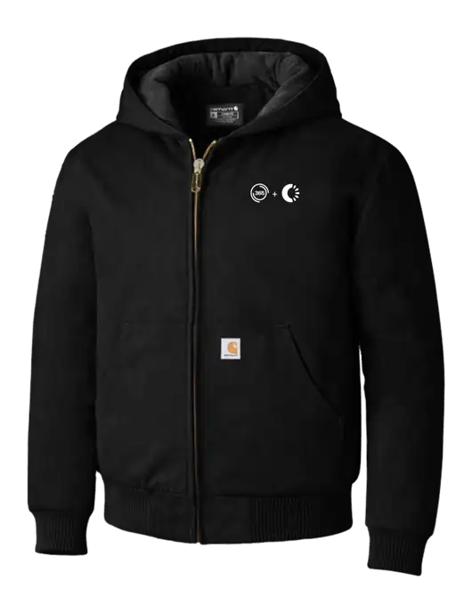 Carhartt Black Quilted-Flannel-Lined Duck Active Jacket w/365 Cantaloupe Logo
