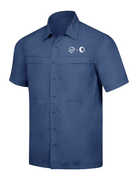 Navy Short Sleeve UV Daybreak Shirt w/365 Cantaloupe Logo