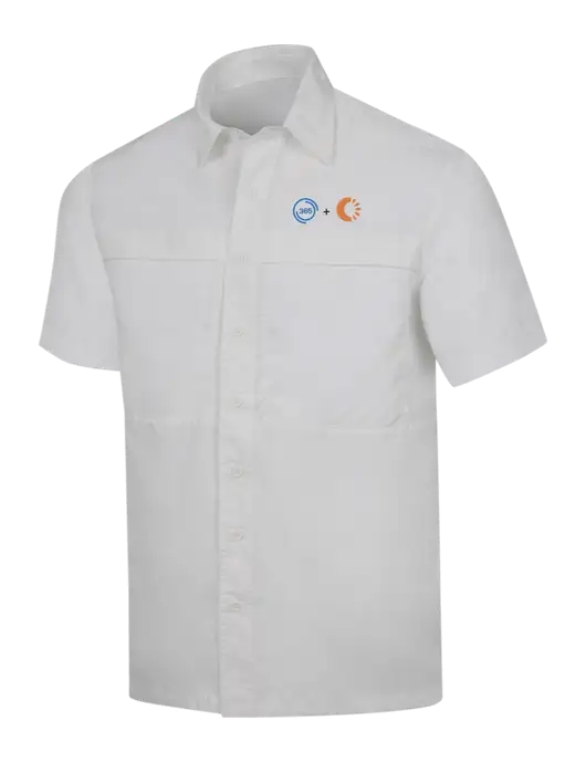 White Short Sleeve UV Daybreak Shirt w/365 Cantaloupe Logo