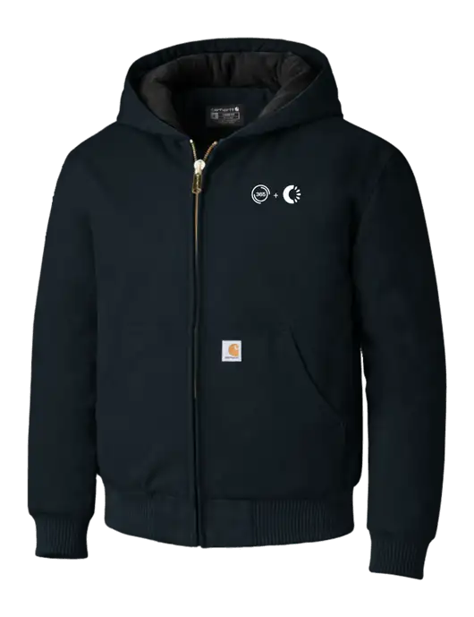Carhartt Navy Quilted-Flannel-Lined Duck Active Jacket w/365 Cantaloupe Logo