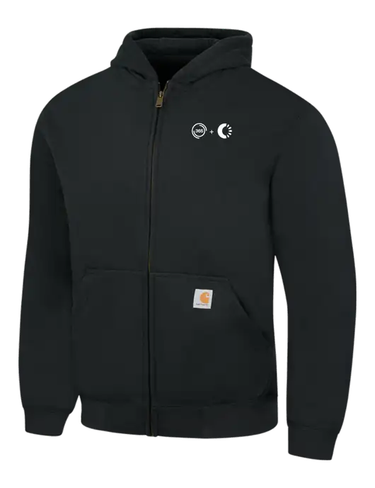 Carhartt Black Rain Defender Paxton Heavyweight Hooded Full Zip-Front Sweatshirt w/365 Cantaloupe Logo