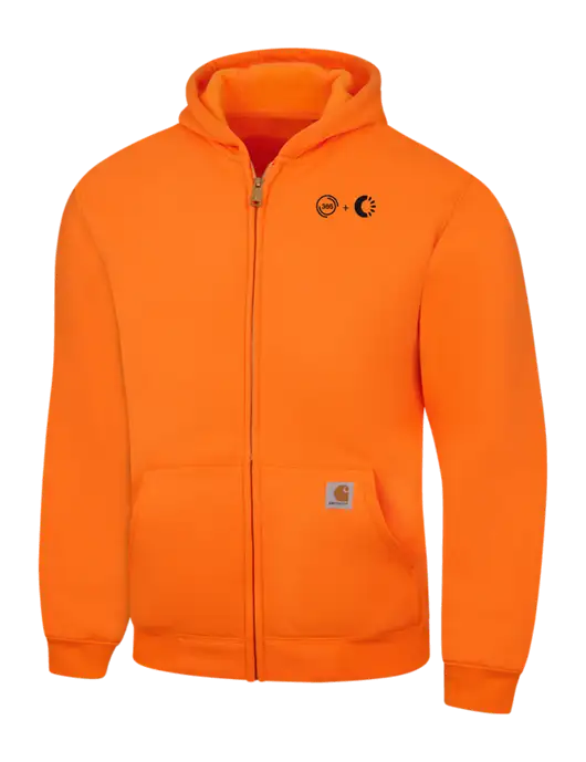 Carhartt Neon Orange Midweight Hooded Zip-Front Sweatshirt w/365 Cantaloupe Logo