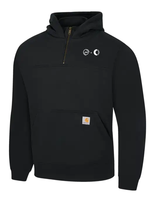 Carhartt Black Rain Defender Paxton Heavyweight Hooded 1/4 Zip Mock Sweatshirt w/365 Cantaloupe Logo