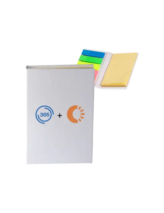 White Micro Sticky Note Pad, 2 x 3.25 w/365 Cantaloupe Logo
