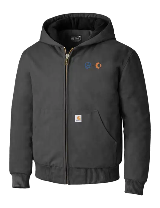 Carhartt Dark Grey Quilted-Flannel-Lined Duck Active Jacket w/365 Cantaloupe Logo