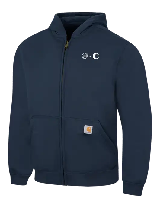 Carhartt Navy Rain Defender Paxton Heavyweight Hooded Zip-Front Sweatshirt w/365 Cantaloupe Logo