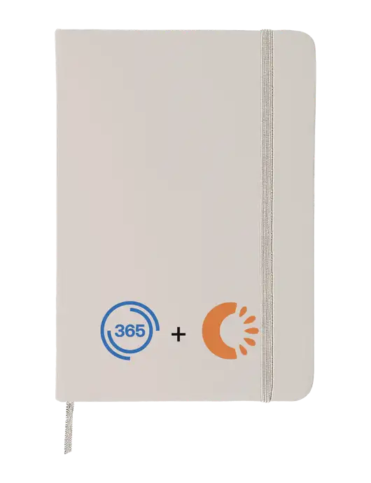 White Comfort Touch Bound Journal 5" X 7" w/365 Cantaloupe Logo
