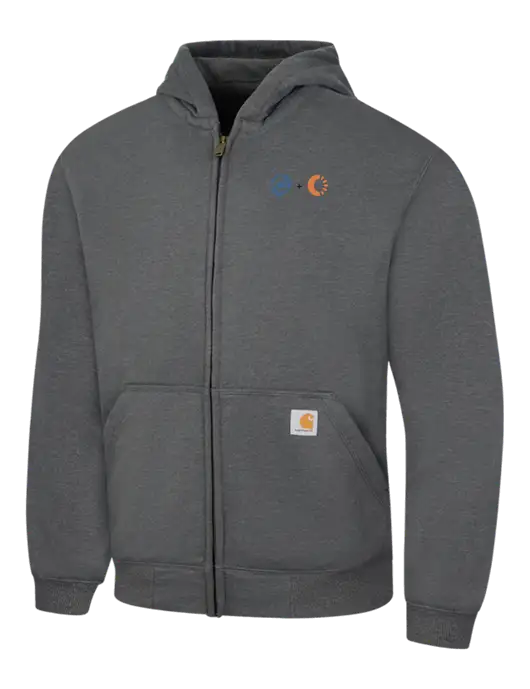 Carhartt Dark Grey Heather Rain Defender Paxton Heavyweight Hooded Zip-Front Sweatshirt w/365 Cantaloupe Logo