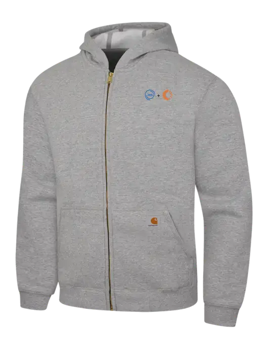 Carhartt Light Grey Heather Midweight Hooded Zip-Front Sweatshirt w/365 Cantaloupe Logo