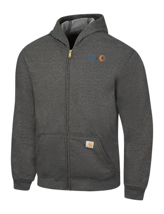 Carhartt Dark Grey Heather Midweight Hooded Zip-Front Sweatshirt w/365 Cantaloupe Logo