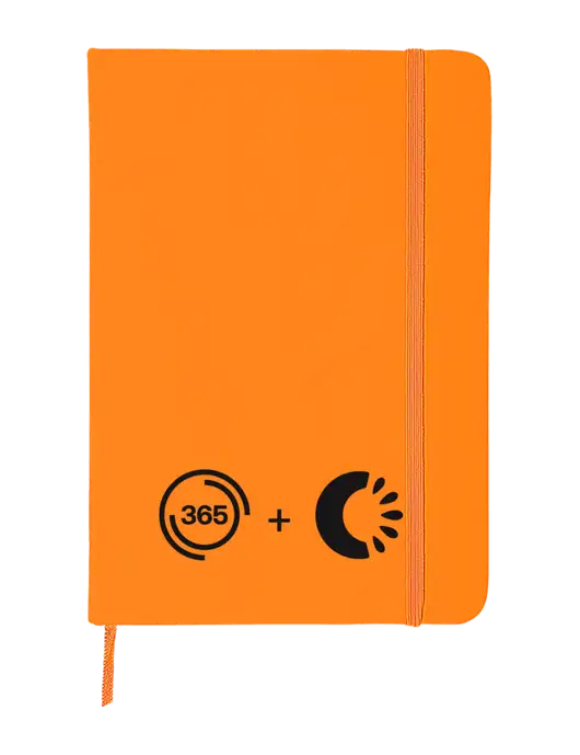 Orange Comfort Touch Bound Journal 5" X 7" w/365 Cantaloupe Logo