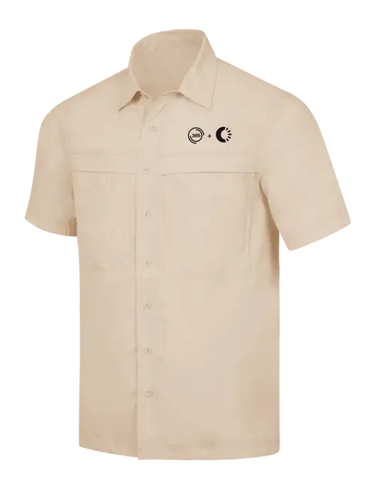 Tan Short Sleeve UV Daybreak Shirt w/365 Cantaloupe Logo