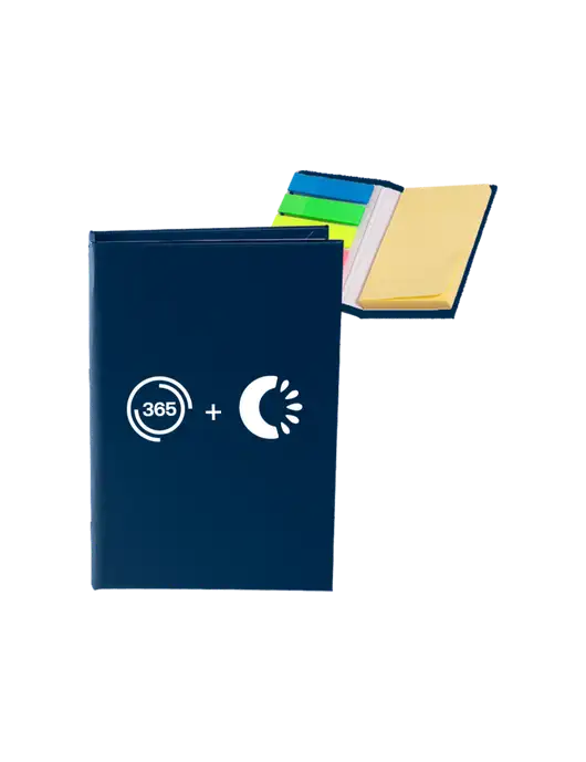 Navy Micro Sticky Note Pad, 2 x 3.25 w/365 Cantaloupe Logo