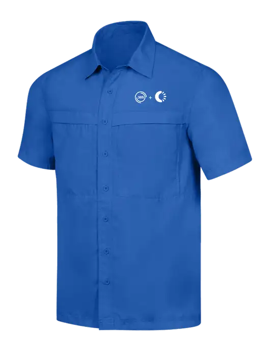 Dark Royal Short Sleeve UV Daybreak Shirt w/365 Cantaloupe Logo