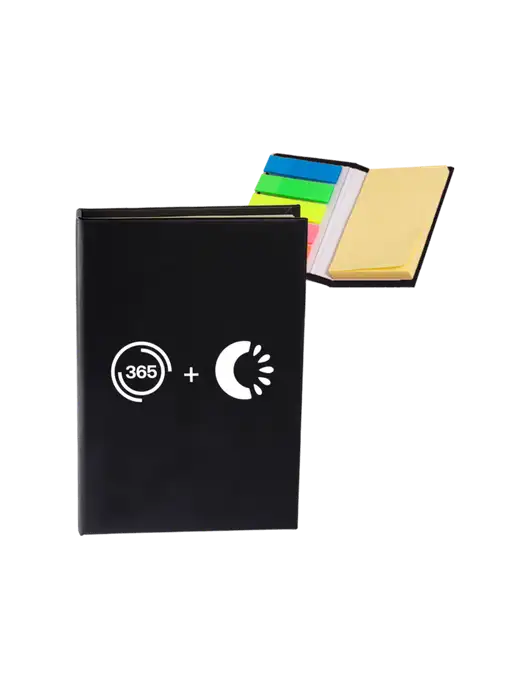 Black Micro Sticky Note Pad, 2 x 3.25 w/365 Cantaloupe Logo