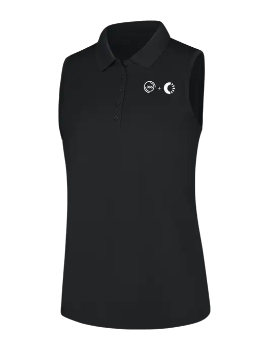 Womens Black Dry Zone UV Micro-Mesh Sleeveless Polo w/365 Cantaloupe Logo