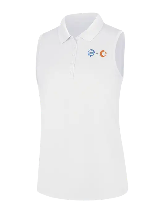 Womens White Dry Zone UV Micro-Mesh Sleeveless Polo w/365 Cantaloupe Logo