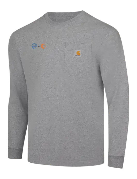 Carhartt Light Grey Heather Workwear Pocket Long Sleeve T-Shirt w/365 Cantaloupe Logo