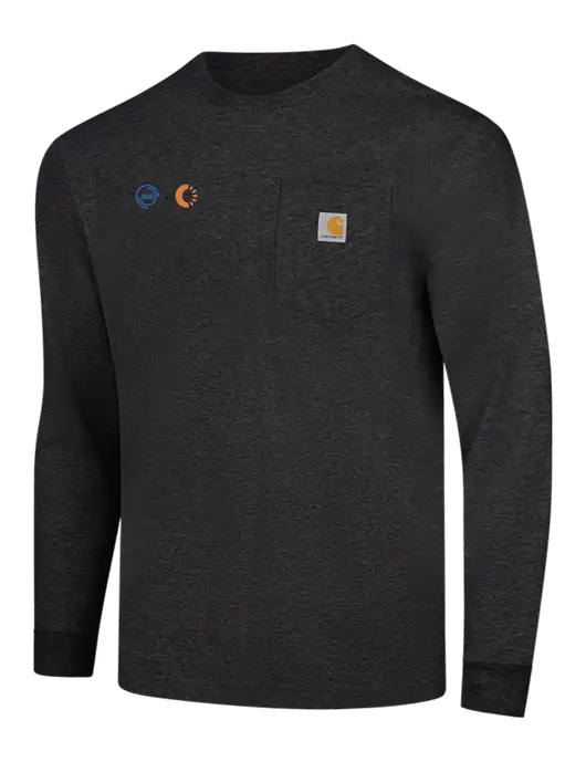 Carhartt Dark Grey Heather Workwear Pocket Long Sleeve T-Shirt w/365 Cantaloupe Logo