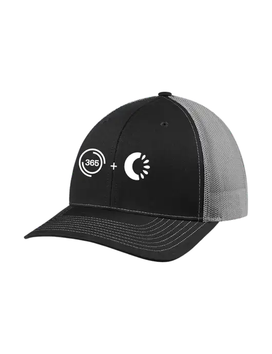 Richardson Adjustable Snapback Original 112 Trucker Cap Black w/Charcoal Mesh w/365 Cantaloupe Logo