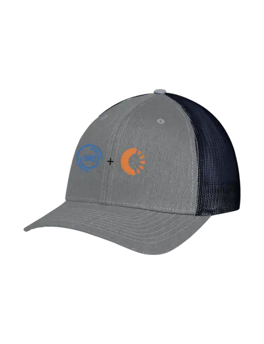 Richardson Adjustable Snapback Original 112 Trucker Cap Heather Grey w/Navy Mesh w/365 Cantaloupe Logo