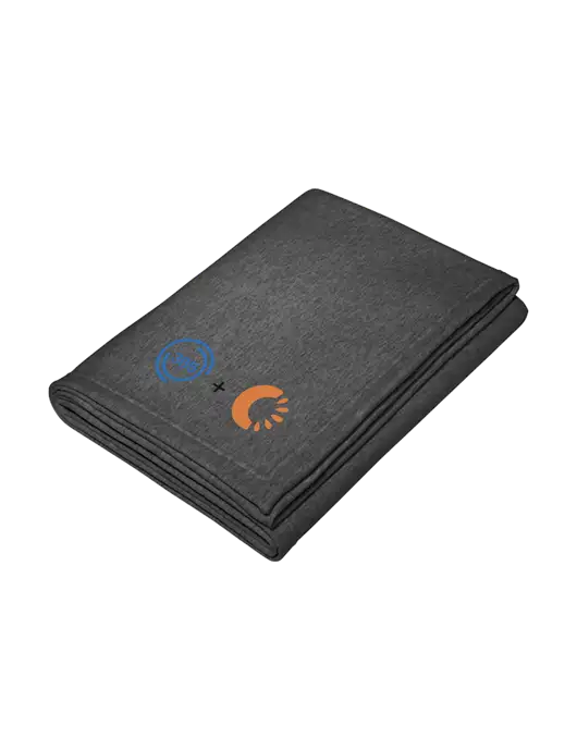 Core Dark Grey Heather Fleece Sweatshirt Blanket w/365 Cantaloupe Logo