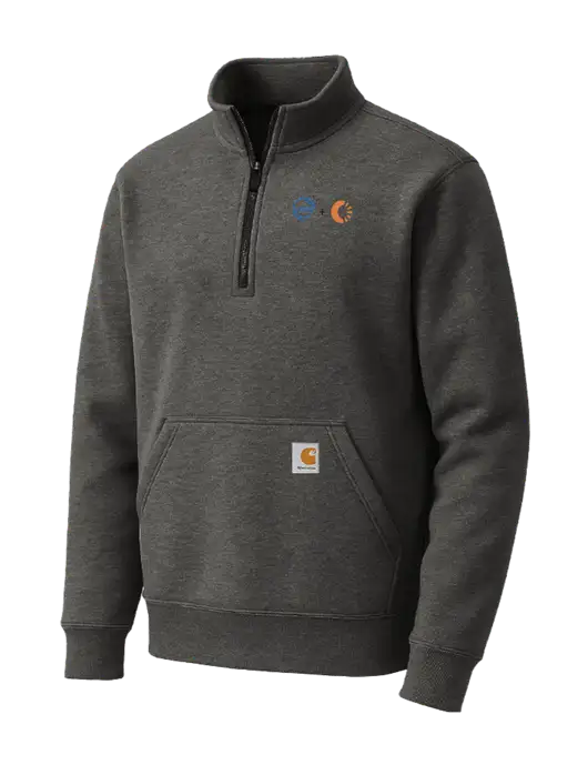 Carhartt Very Dark Heather Grey Midweight 1/4-Zip Mock Neck Sweatshirt w/365 Cantaloupe Logo