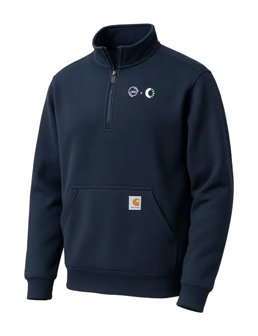 Carhartt Dark Navy Midweight 1/4-Zip Mock Neck Sweatshirt w/365 Cantaloupe Logo