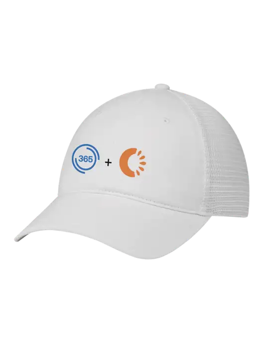 Richardson 111 Garment Washed Trucker Cap White w/White Mesh w/365 Cantaloupe Logo