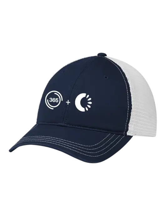 Richardson 111 Garment Washed Trucker Cap Navy w/White Mesh w/365 Cantaloupe Logo